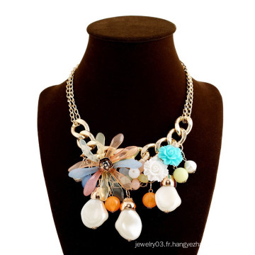 Dernier collier de perles de design grand collier de fleurs pour femmes